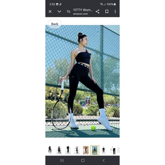 New Medium Fabletic Yitty Black Logo Major Label Shaping High Waist 7/8 Leggings - Picture 3 of 11